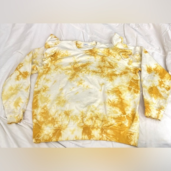 Clare V Yellow Tie-Dye Ruffle Sweatshirt - Picture 2 of 11